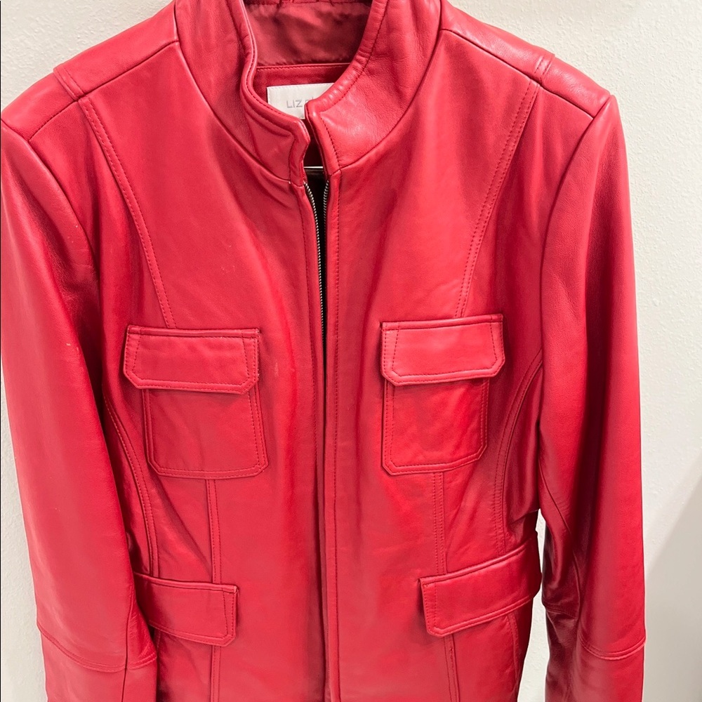 Woman’s Liz Claiborne 100% genuine leather red jack size large